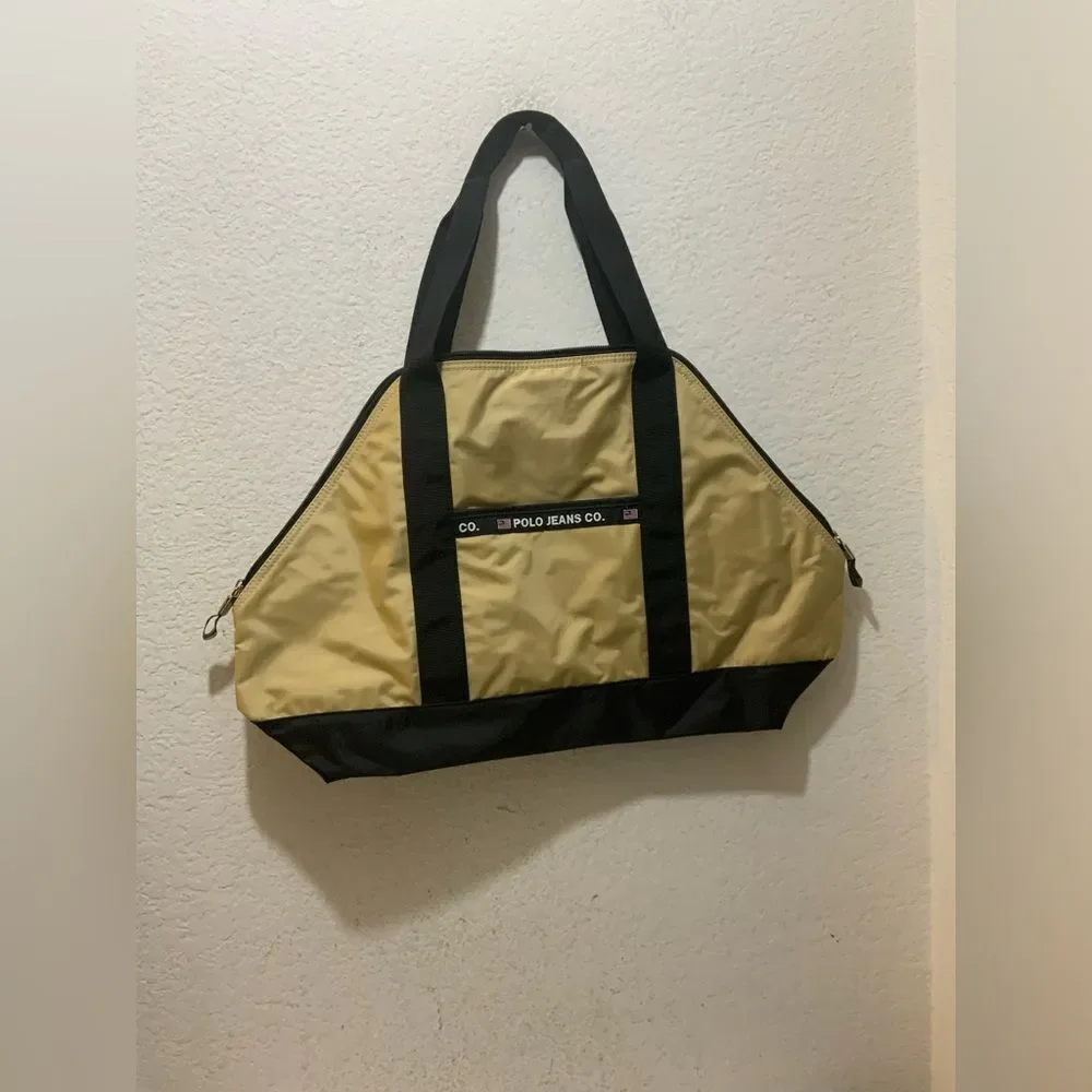 Vintage Ralph Lauren Polo Jeans Co Tan Beige Tote Messanger Bag 14
